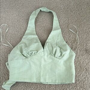 Zara Light Green Halter Crop Top